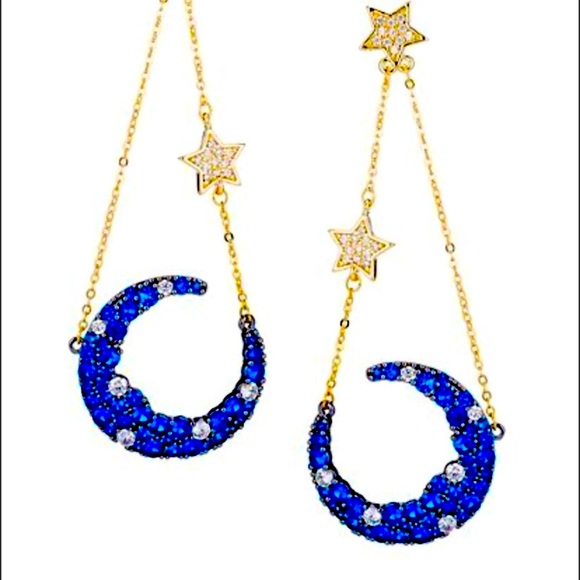 eye candy Jewelry - EYE CANDY LA LUXE CRYSTAL STAR/MOON DROP EARRINGS